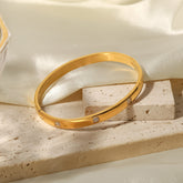 Minimalist Gold Bangle Bracelet with Dainty CZ Stones